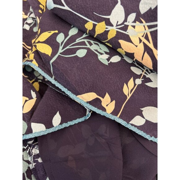 Vintage Y2K Valerie Stevens Navy Blue Green Leaf Print Silk Maxi Skirt Size 10 - Picture 4 of 6